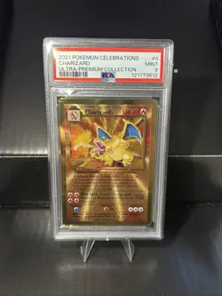 PSA 9 Pokemon TCG Charizard Gold Metal Card 4/102 Celebrations - Image 1