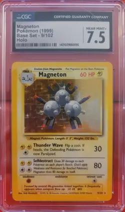 CGC 7.5 Near Mint+ Magneton 1999 Base Set 9/102 Holo Pokemon Card - Image 1