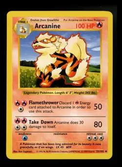 Arcanine 23/102 Base Set SHADOWLESS 1999 WOTC Pokemon Card TCG - Image 1