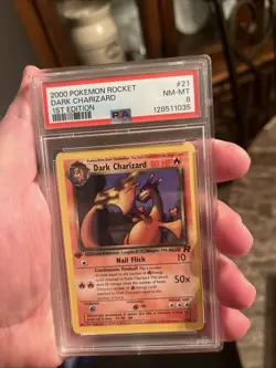 Pokemon Dark Charizard TCG Non-Holo Rare Card 21/82 1st Edition NM PSA8 - Image 1