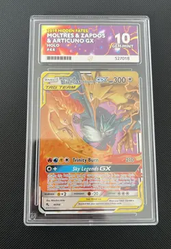 Moltres & Zapdos & Articuno GX 44/68 Hidden Fates Ace 10 Gem Mint Pokemon - Image 1