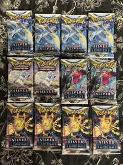 Pokemon TCG Sword & Shield Silver Tempest booster packs sealed lot of 12 - Image 1