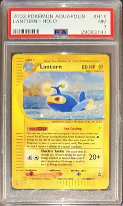 POKEMON PSA 7 LANTURN HOLO H15/H32 SET AQUAPOLIS ENGLISH 2003! - Image 2