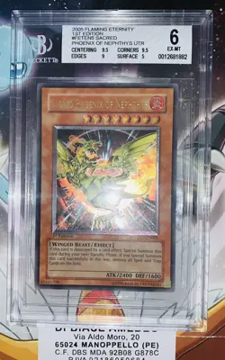 YU GI OH BGS 6 SACRED PHOENIX OF NEPHTHYS FET-EN005 1ST FLAMING ETERNITY 2005! - Image 3