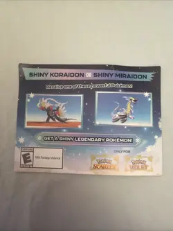 POKEMON SCARLET / VIOLET -SHINY MIRAIDON OR SHINY KORAIDON CODE CARD UNSCRATCHED - Image 1