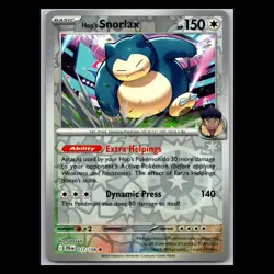 Hop's Snorlax 117/159 Reverse Holo Rare - Journey Together Pokemon Card - Image 1