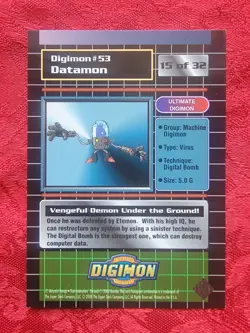 Animated Series 2 Digimon Trading Card Datamon 15 of 32 Silver Stamp - Image 2
