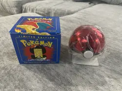 23K Gold Plated CHARIZARD Trading Card 1999 Burger King Pokemon Ball Blue - Image 1