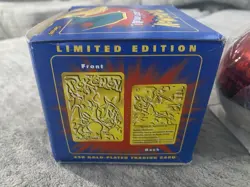 23K Gold Plated CHARIZARD Trading Card 1999 Burger King Pokemon Ball Blue - Image 4