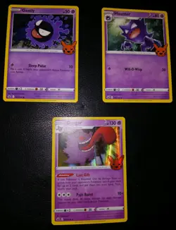 (3 Cards) Pokemon TCG Trick Or Trade 2022 Gastly, Haunter, And Gengar - Image 1