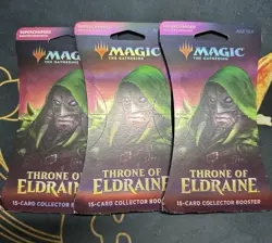 3x Magic the Gathering Throne of Eldraine Collector Edition Booster Pack Sleeved - Image 1