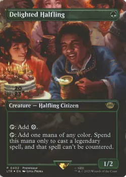 MTG Delighted Halfling (0402) *Foil* Borderless The Lord of the Rings MT/NM - Image 1
