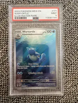 Pokemon 2023 Mew en Wartortle Illustration Rare Card 151#171 PSA 9 - Image 1