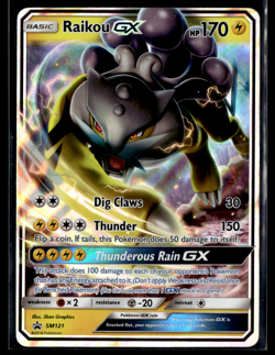NM Pokemon TCG Sun & Moon Black Star Promo Card Raikou GX SM121/CF - Image 1
