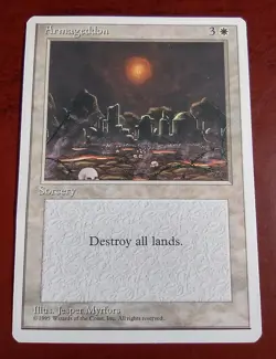 ARMAGEDDON x1 mtg DAMAGED 4th Edition 1 Rare Ring DENT - Image 1