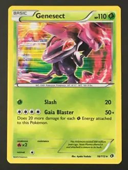 Pokemon TCG Genesect 16/113 Holo Rare Legendary Treasures MP - Image 1
