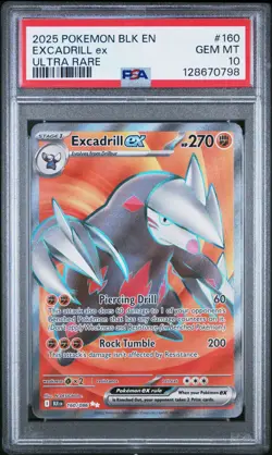 2025 Pokemon SV: BLK EN-Black Bolt #160/086 Excadrill ex PSA 10 - Image 1