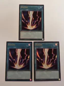 Raigeki LCKC-EN088 x3 Ultra Rare Yugioh Cards Legendary Collection Kaiba Mint - Image 1