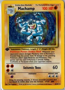 Machamp Pokemon Card 100 HP Base Set 1st Edition Holo Rare - Image 1