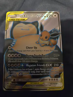 Pokemon TCG Eevee Snorlax GX Holo Ultra Rare Card Sun & Moon Team Up 171/181 - Image 1