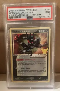 Pokemon Greninja TCG Gold Star Holo Card SWSH144 PSA 9 Celebrations Promo - Image 1