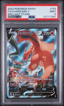 PSA 9 Mint Charizard V 2022 Brilliant Stars 154/172 Pokemon Card - Image 1