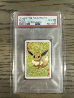 PSA 10 Eevee 7 of Diamonds Graded Pokemon Mini Bicycle Card - Image 1