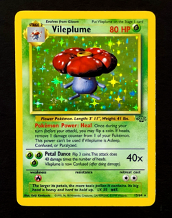 1999 Pokemon VILEPLUME Jungle Set HOLO Foil Rare Unlimited Edition Card 15/64 EX - Image 1