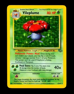 1999 Pokemon VILEPLUME Jungle Set HOLO Foil Rare Unlimited Edition Card 15/64 EX - Image 2