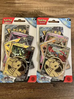 Pokemon TCG Stellar Crown Blister 3 Promo Iron Thorns Roaring Moon 2 booster - Image 1