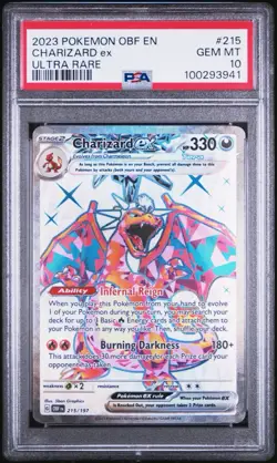 2023 Pokemon Charizard Ex Ultra Rare 215/197 Obsidian Flames English PSA 10 - Image 1