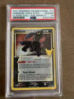 Pokemon TCG Umbreon Gold Star 17/17 Celebrations | PSA 10 - Image 1