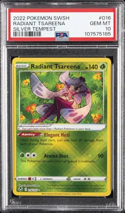 2022 POKEMON SWORD & SHIELD SILVER TEMPEST #016 RADIANT TSAREENA PSA 10 - Image 1