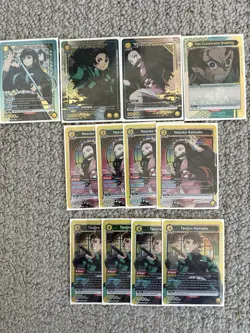 Union Arena Demon Slayer Yellow Card Lot Tanjiro Nezuko Muichiro Playset - Image 1