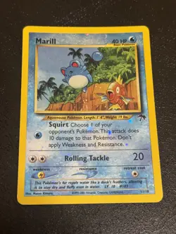 Vintage Marill 11/18 Southern Islands Pokemon Card Reverse Holo - Light Play - Image 1