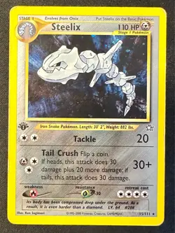 Steelix 15/111 2000 1st Edition Neo Genesis Pokemon Card Vintage Holo Rare - Mp - Image 1