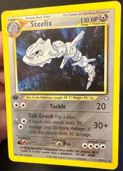 Steelix 15/111 2000 1st Edition Neo Genesis Pokemon Card Vintage Holo Rare - Mp - Image 3