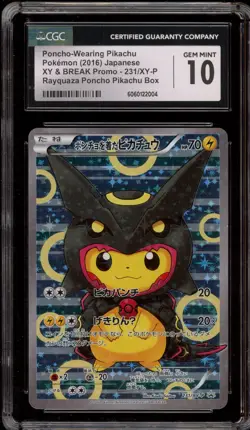 Pokemon Poncho-Wearing Pikachu Rayquaza Japanese Full Art Promo 233/XY-P CGC 10 - Image 1