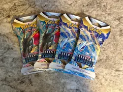 Pokemon Sword & Shield 4 Sleeved Silver Tempest Booster Packs - Image 1