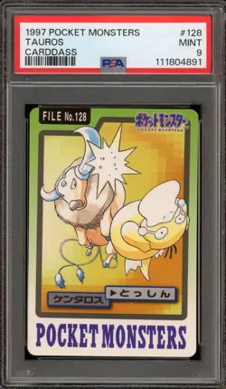 Pokemon Bandai Carddass Tauros Japanese #128 PSA 9 Mint - Image 1