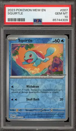 Pokemon Squirtle 151 MEW EN P.M. Center Preorder Reverse Holo Promo #007 PSA 10 - Image 1