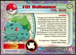 1999 Pokemon TV Animation Series 1 #01 Bulbasaur Blue Logo - Image 2