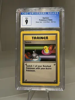 CGC 9 Mint Switch Base Set Unlimited 1999 Common Pokemon Card 95/102 - Image 1
