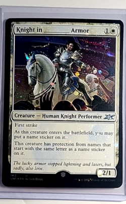 2022 MTG Magic The Gathering UNF Unfinity Galaxy Foil #17 Knight in ______ Armor - Image 1
