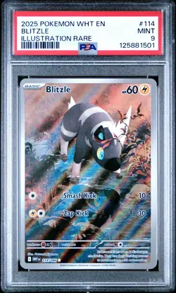 2025 POKEMON WHT EN-WHITE FLARE ILLUSTRATION RARE #114 BLITZLE PSA 9 - Image 1