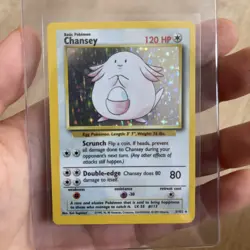 Pokemon TCG Chansey Base Set Holo Unlimited Rare Card 3/102 LP/NM Condition - Image 1