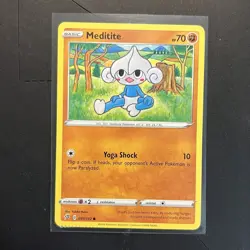 CRIMP ERROR Pokemon TCG Sword And Shield Rebel Clash Meditite Common Card 97/192 - Image 1