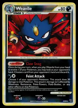 Pokemon Card - Weavile Undaunted 25/90 Reverse Holo - Image 1