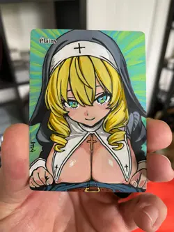 Magic MTG Altered Painted Plains Nun Anime Girl by white_alters - Image 4