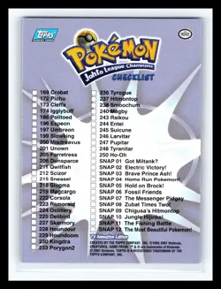 💥 2001 Topps Pokemon Johto League Champions Checklist TV Animation Edition Rare - Image 2